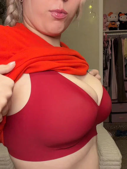 A deep V neckline beneath a top