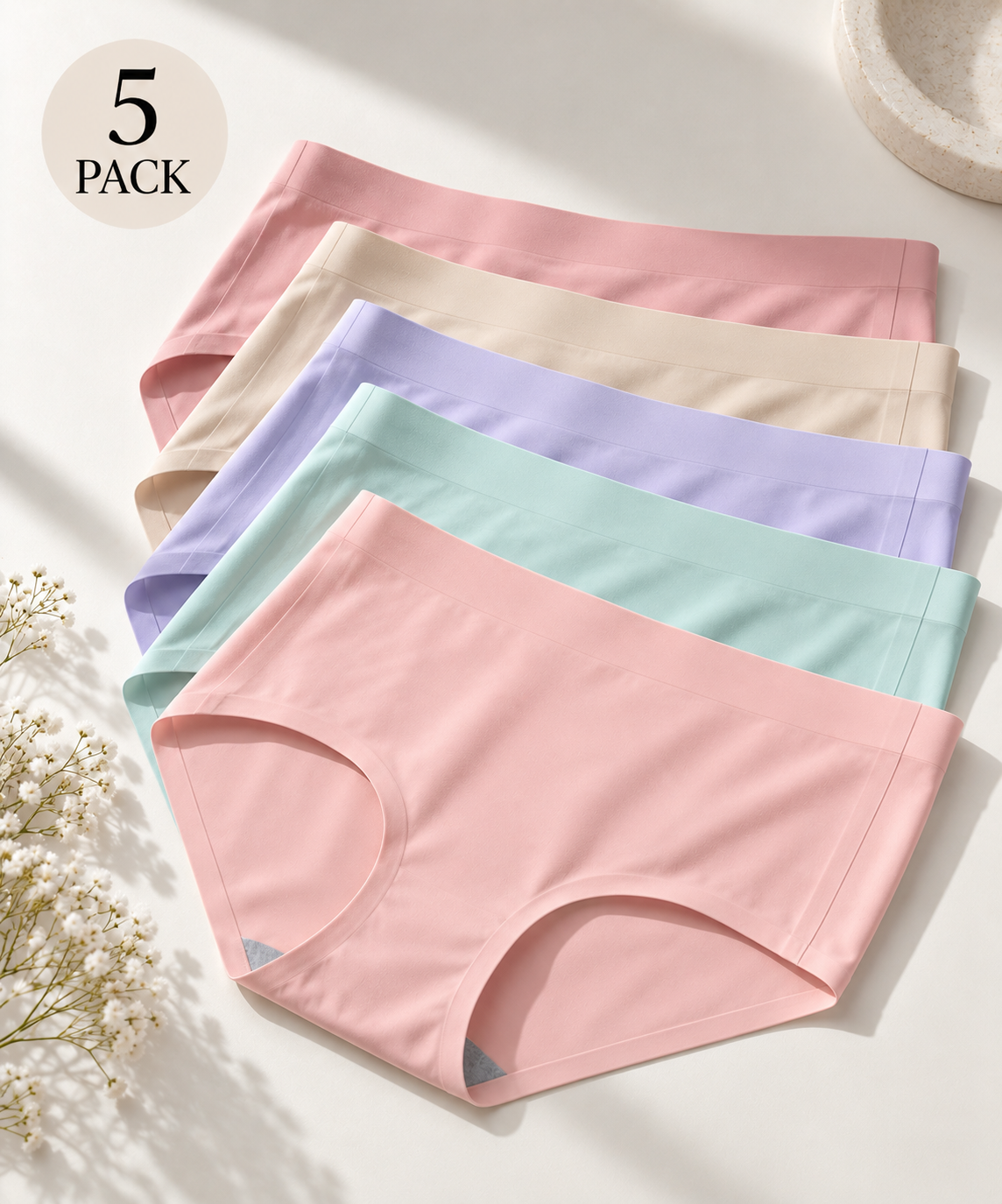 Glazee - 5 Pack High Waist Invisible Panties