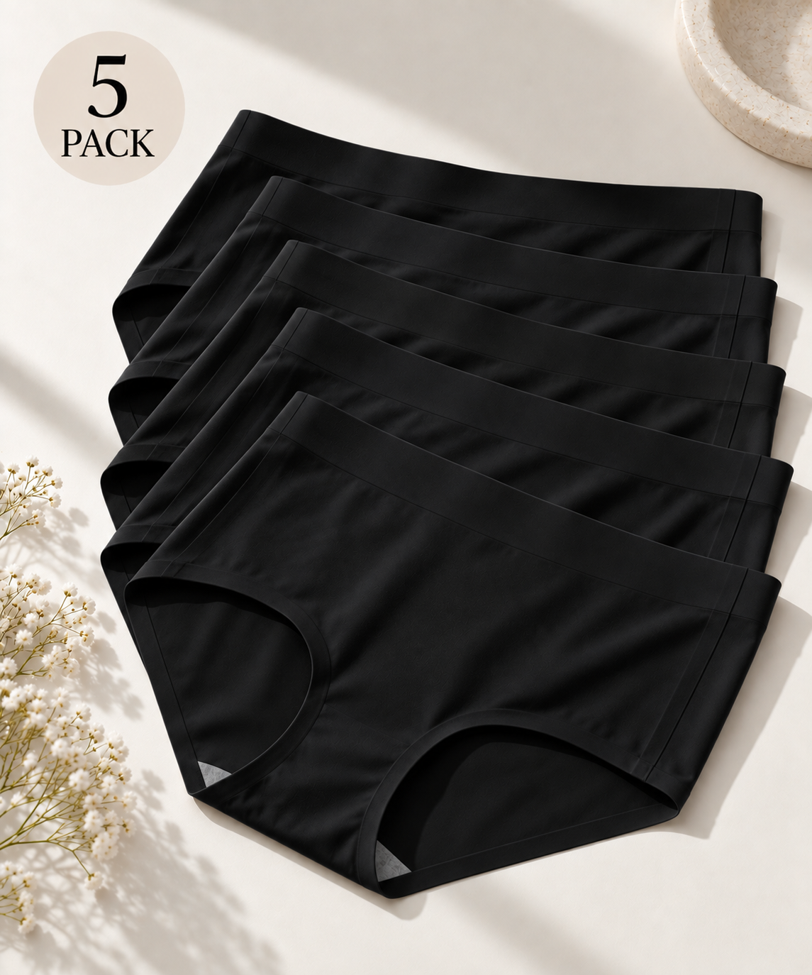 Glazee - 5 Pack High Waist Invisible Panties
